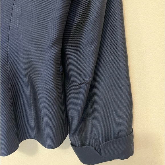 Oscar de la Renta Vintage Navy Blue Silk womens Blazer Evening Jacket - Picture 10 of 11